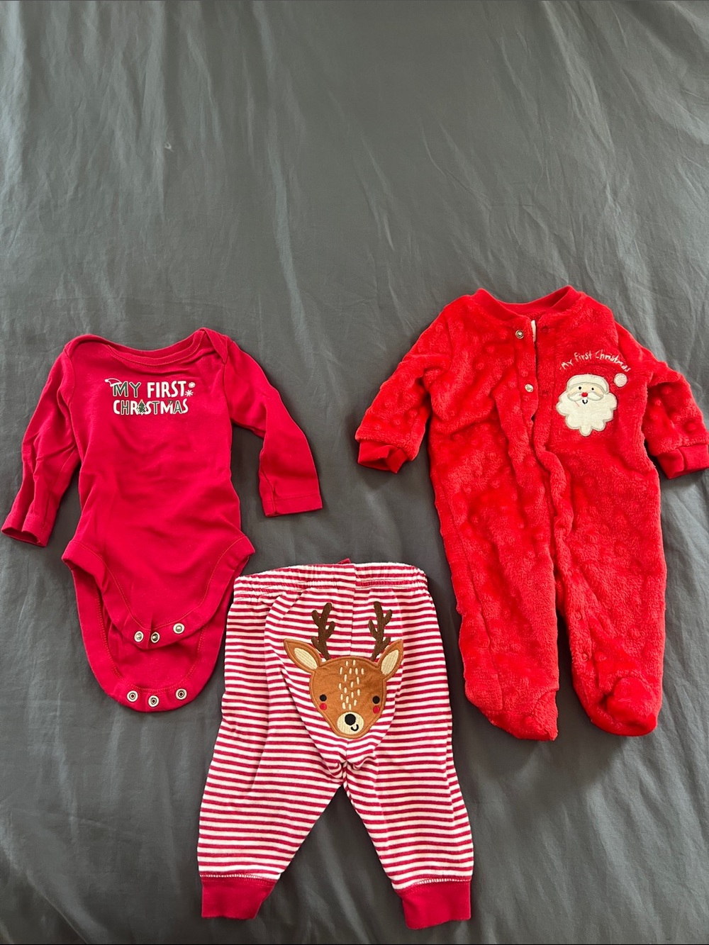 Red My First Christmas set of 2 Holiday Baby Clothes size NB and 0-3 mo